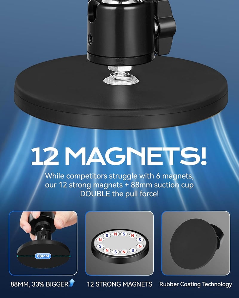 Foboull Starlink Mini Magnetic Car Roof Mount - 12 Strong Magnets, 80lbs Super Pull Force, Anti-Scratch Rubber Coated Mounting Kit for Car, RV, Vans, Truck, Boat - Image 2